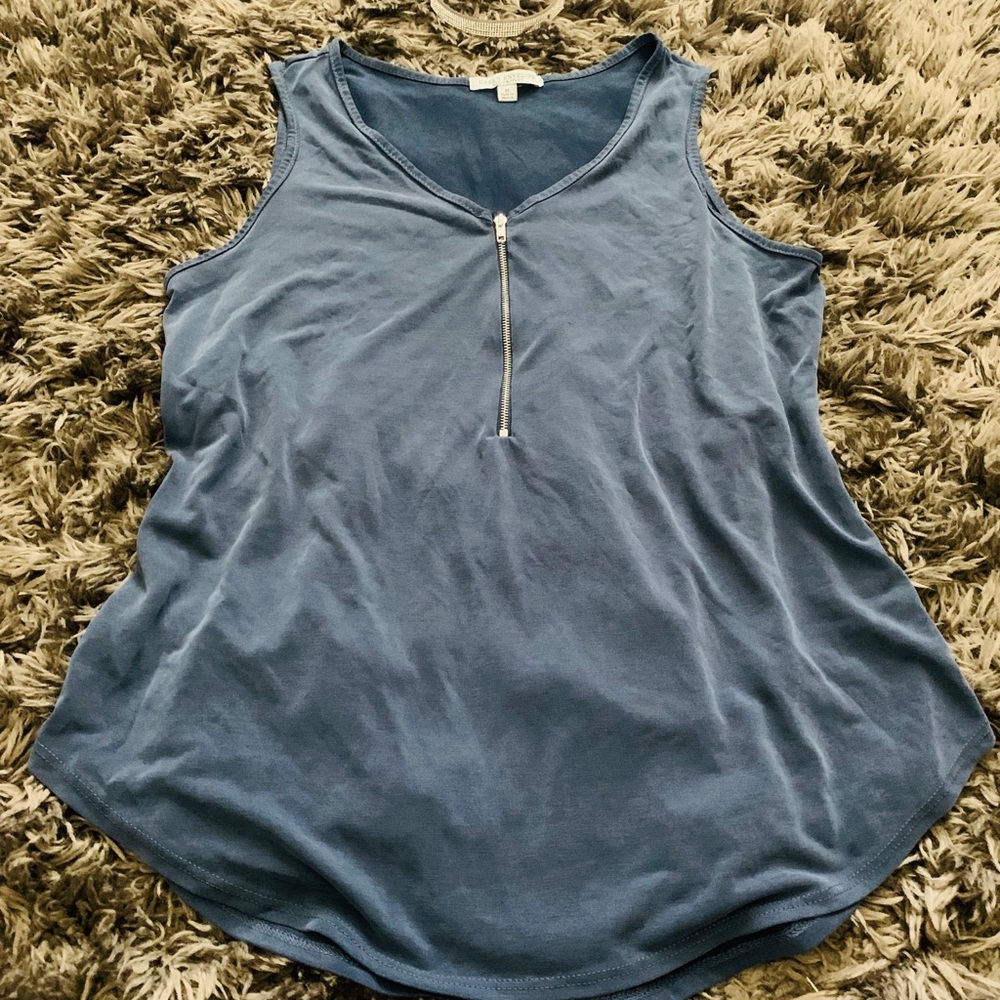 Blue w/ zipper front tank top